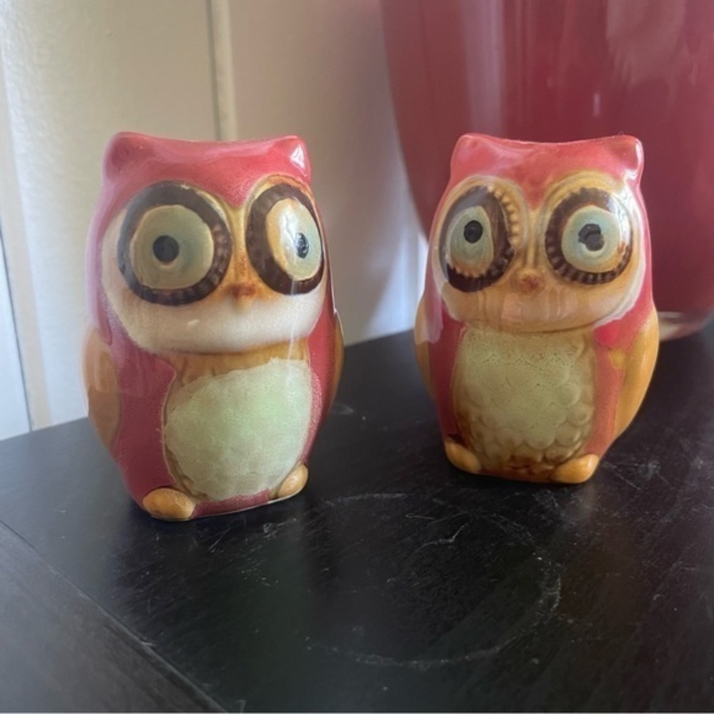 LAST CHANCE Fall Owl Salt & Pepper Shaker Set 3”x2.5” Collectible Ceramic Autumn